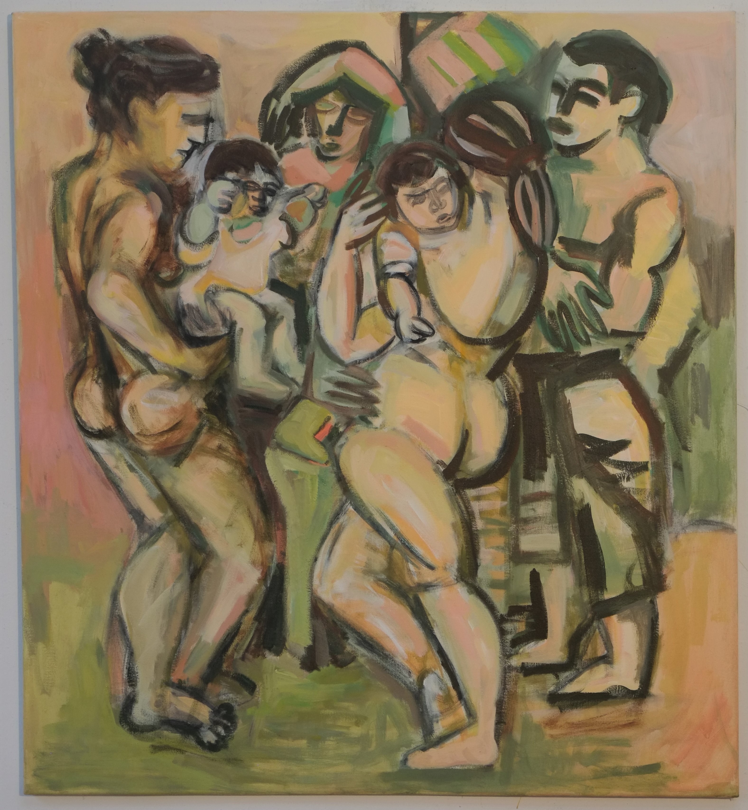 Sabine Kunz, Titel: Figurengruppe, 120x110 cm, Malerei auf Leinwand, 2020